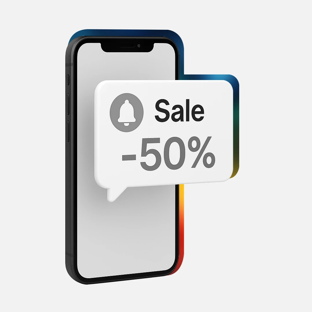 Мобильные push-уведомления Иллюстрация к статье о мобильных push-уведомлениях.